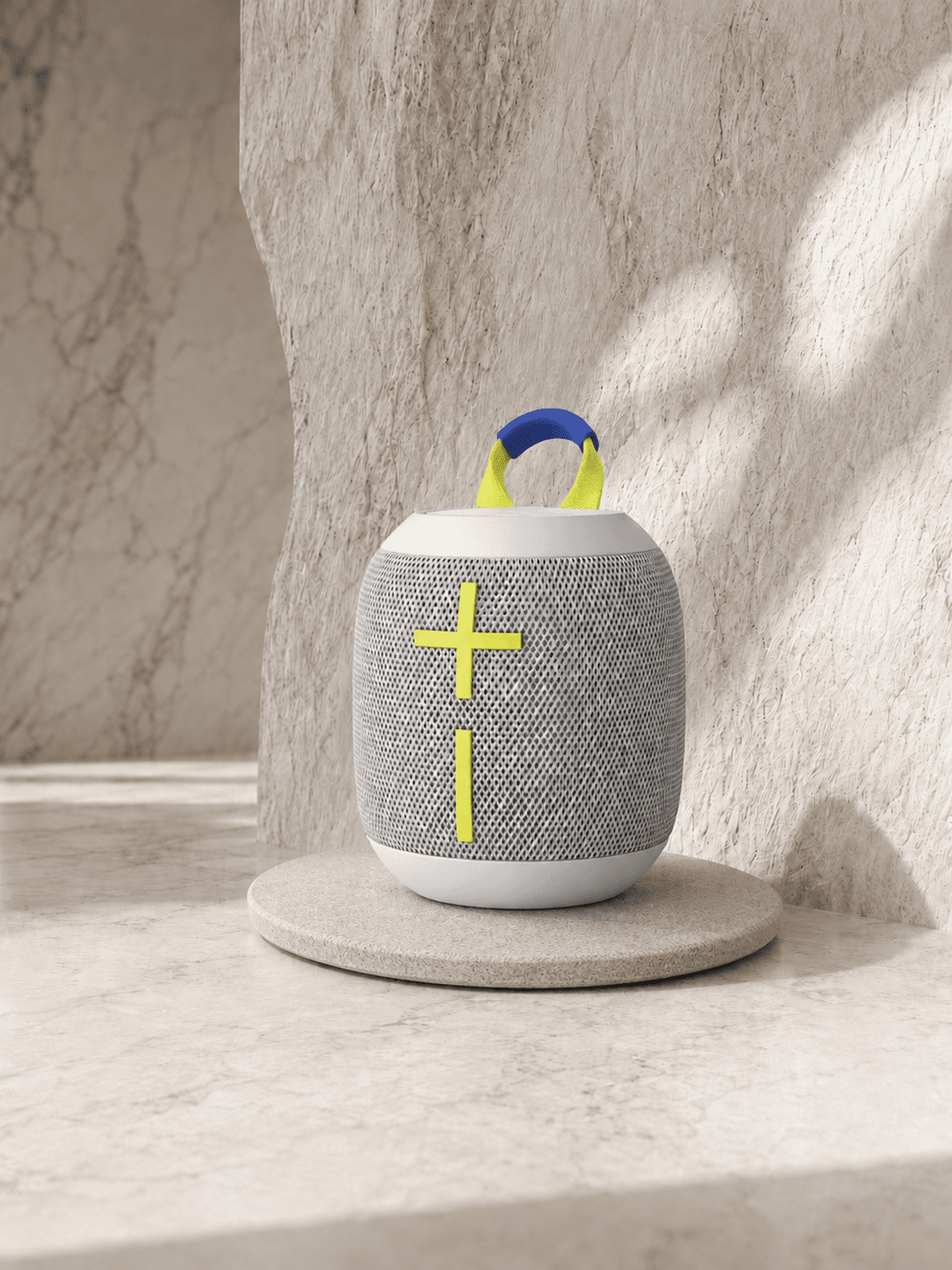 Ultimate Ears portable speaker on a round KAIO Speaker Pad